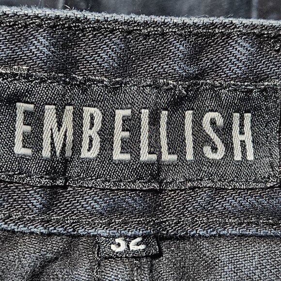 Embellish Jeans Mens Size 32 Straight Leg Mid Rise Dark Wash Distressed Denim Pa - Picture 6 of 6